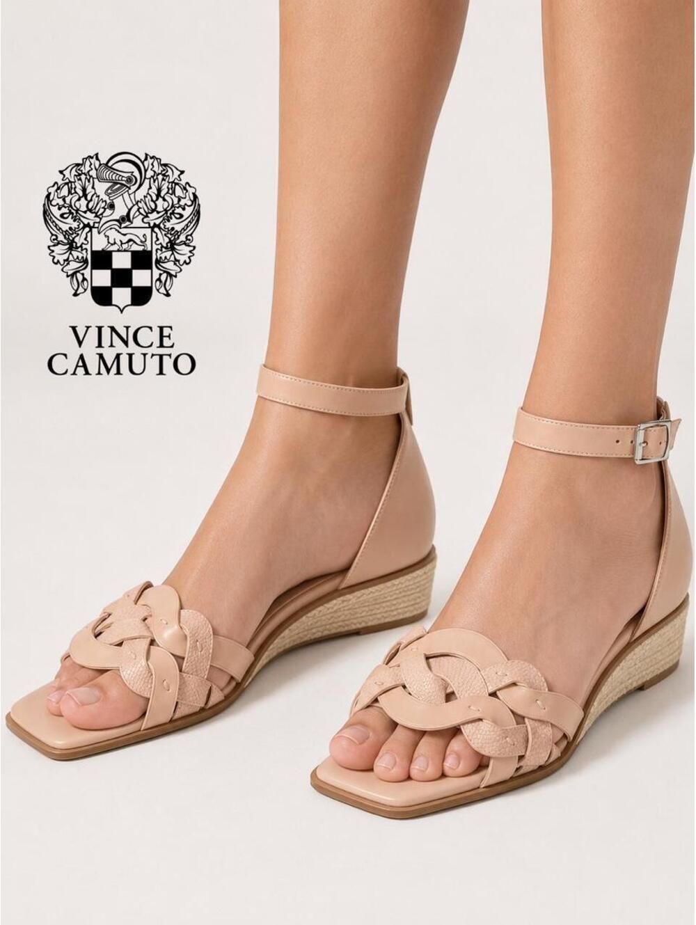 Vince Camuto Nude Genuine Leather Wedge Sandals US 9w